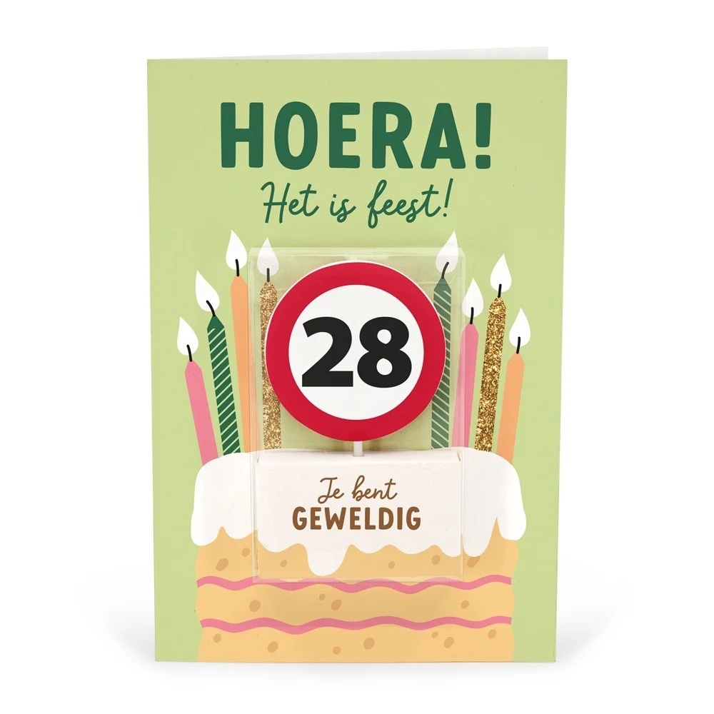 Kaart - Taartkaarsje - 28 jaar