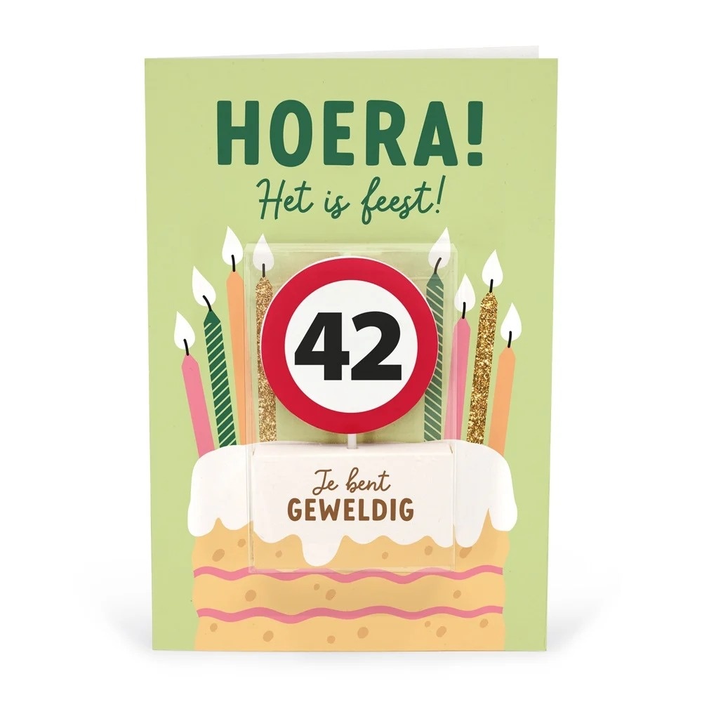 Kaart - Taartkaarsje - 42 jaar