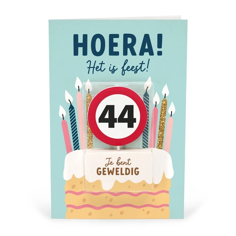 Kaart - Taartkaarsje - 44 jaar