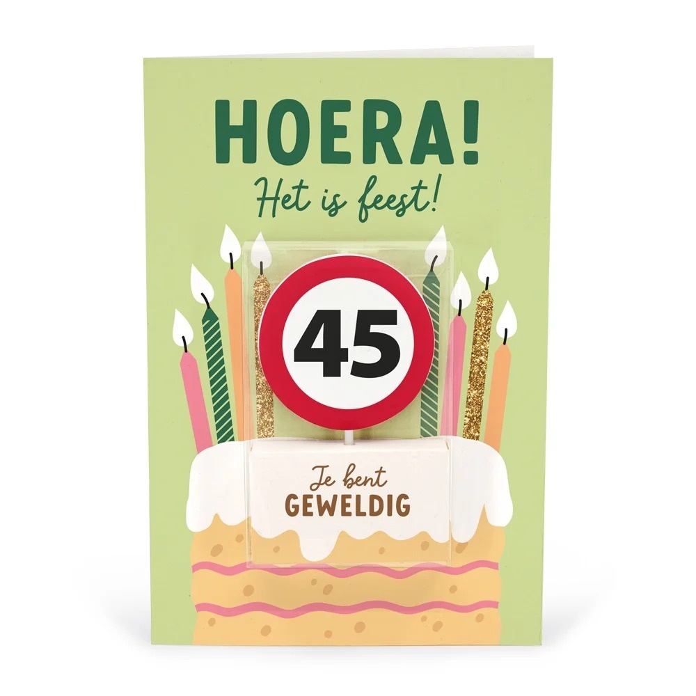 Kaart - Taartkaarsje - 45 jaar