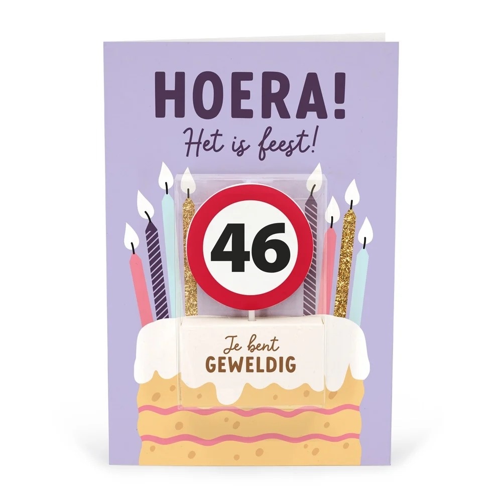 Kaart - Taartkaarsje - 46 jaar