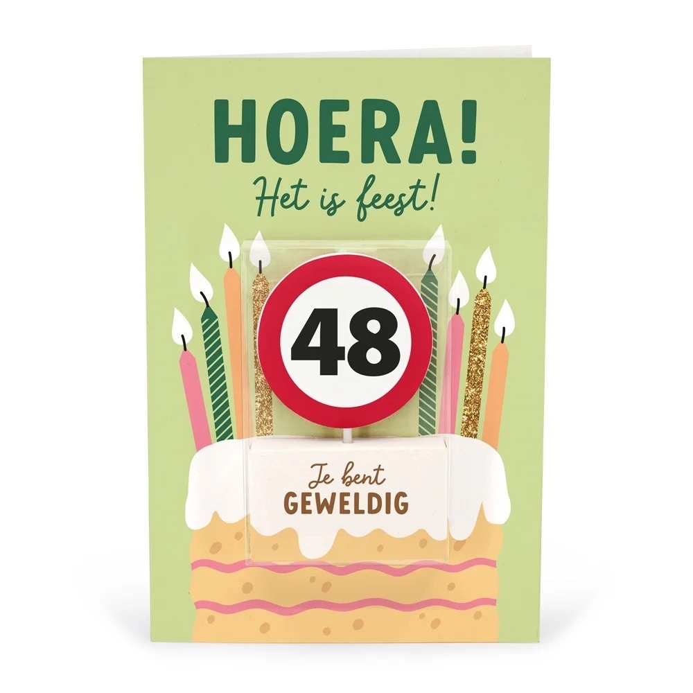 Kaart - Taartkaarsje - 48 jaar
