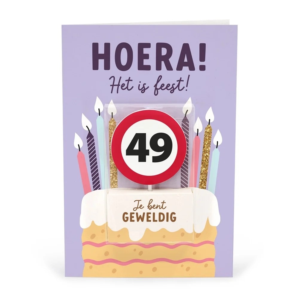 Kaart - Taartkaarsje - 49 jaar