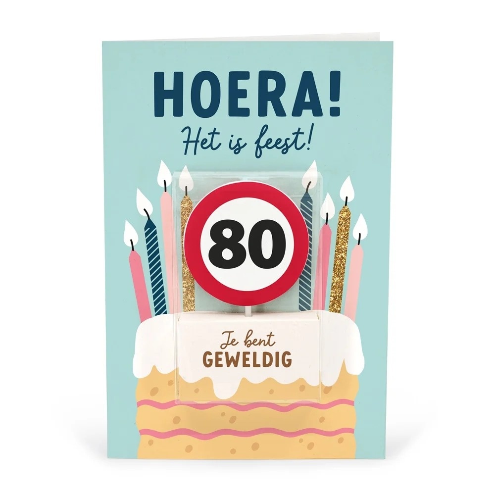 Kaart - Taartkaarsje - 80 jaar
