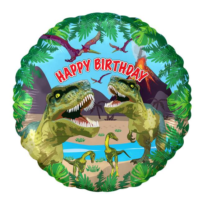 OakTree Folieballon - Happy birthday - Dinosaurus - 45cm - Zonder vulling