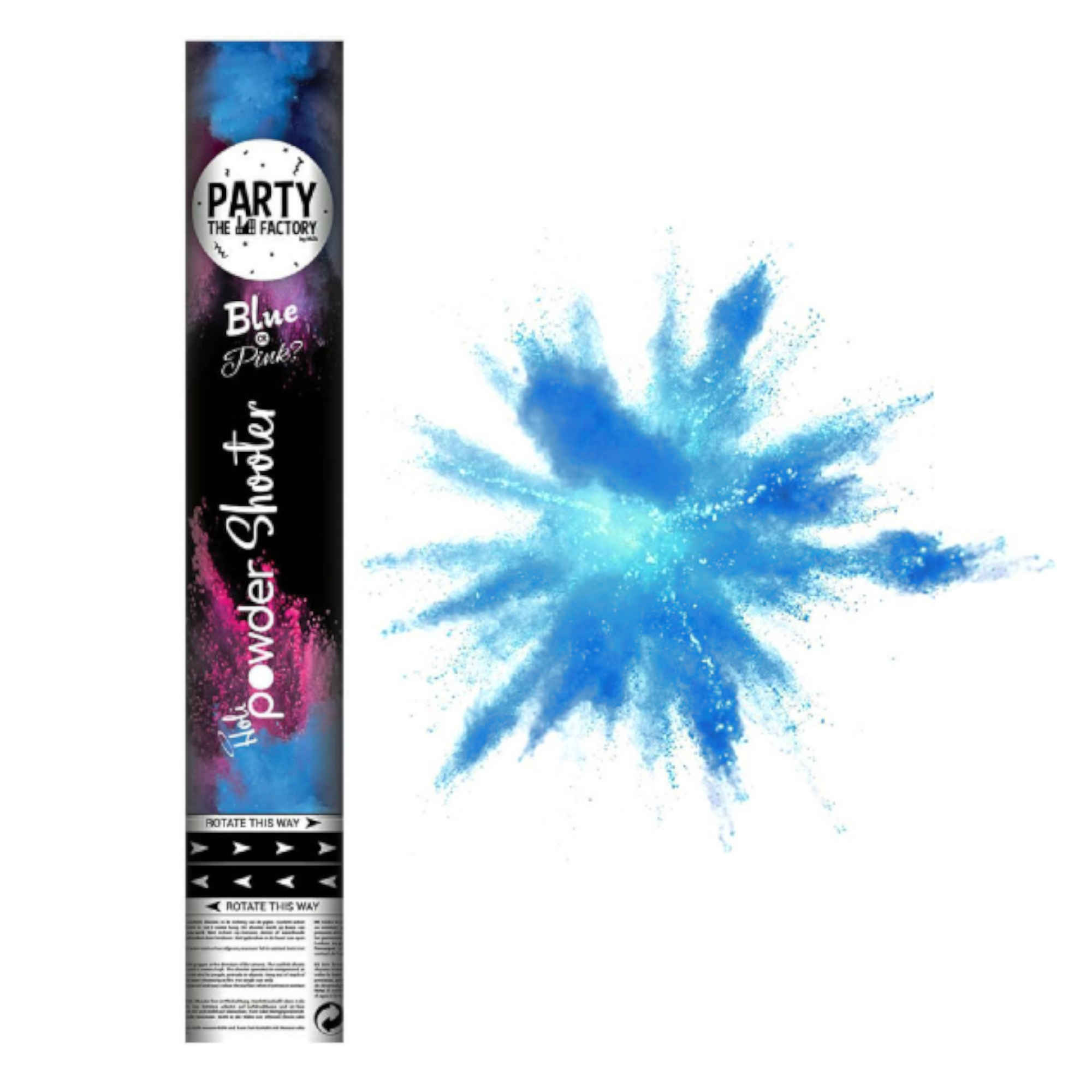 Poederkanon - Powder shooter - Gender reveal - Blauw - 30cm