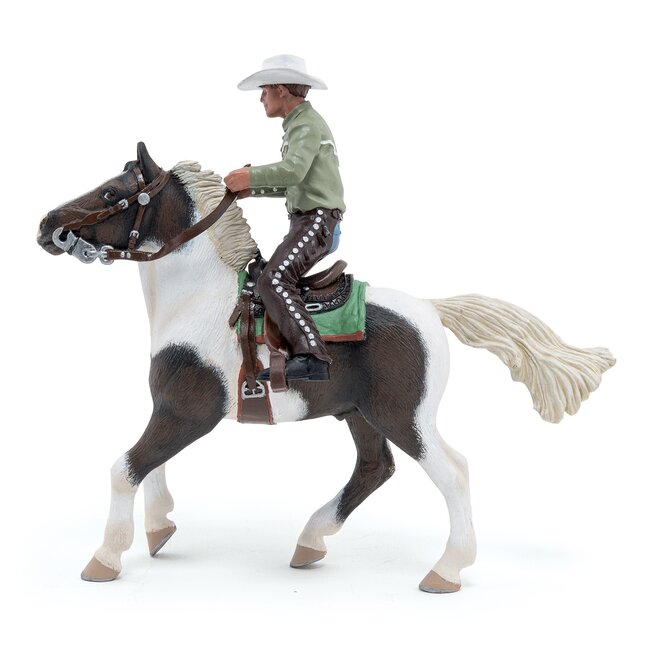 Papo Speelfiguur - Mens - Cowboy - Met zijn paard