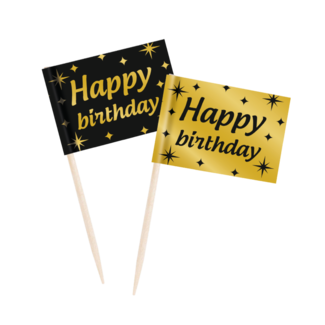 Paper Dreams Prikkertjes - Happy Birthday - Goud, zwart - 50st.