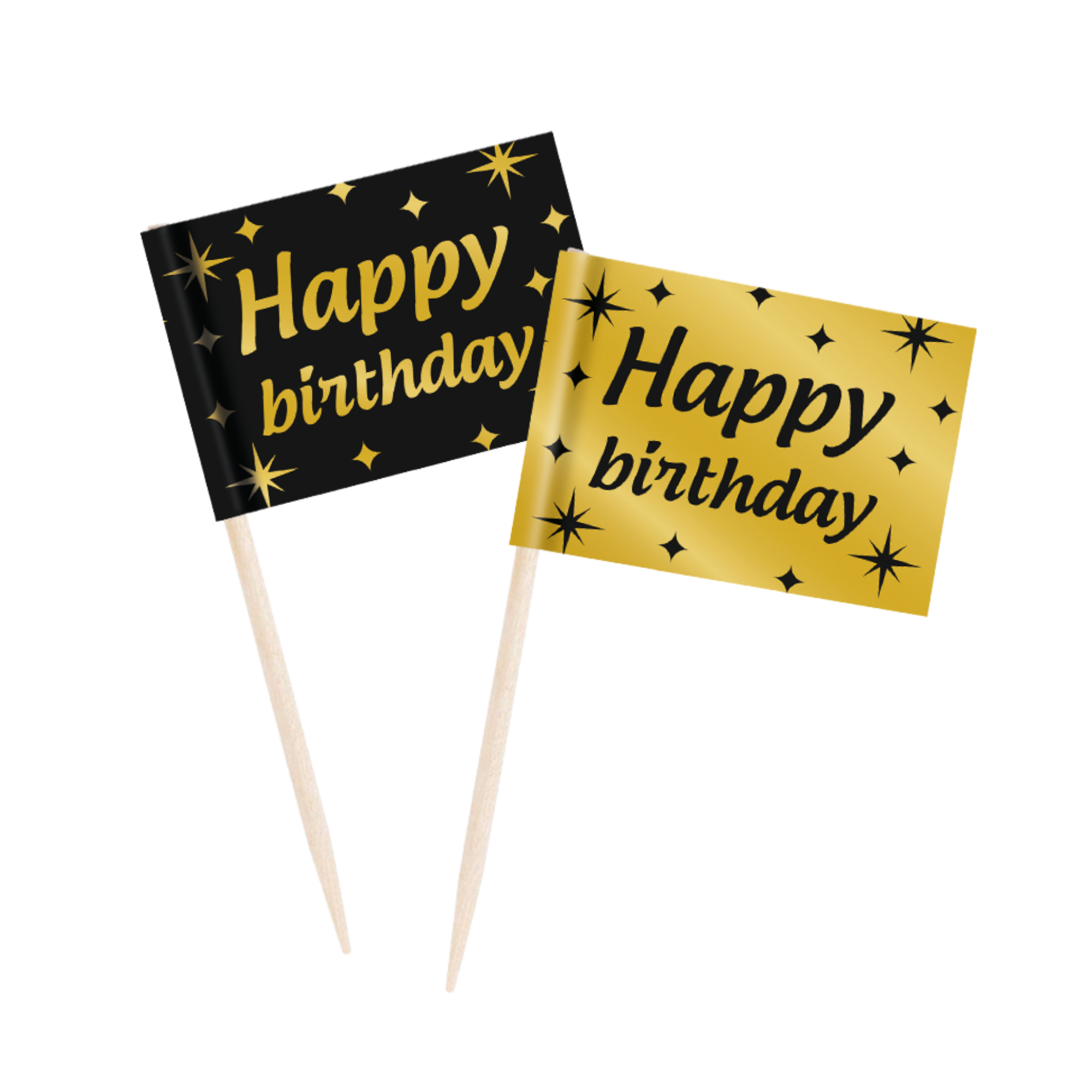 Prikkertjes - Happy Birthday - Goud, zwart - 50st.