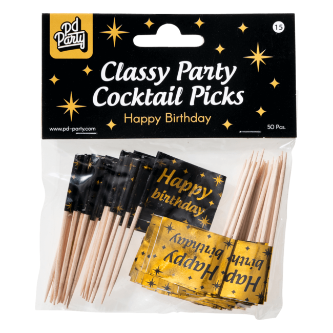 Paper Dreams Prikkertjes - Happy Birthday - Goud, zwart - 50st.