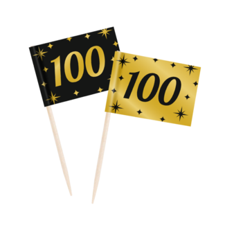 Paper Dreams Prikkertjes - 100 jaar - Goud, zwart - 50st.