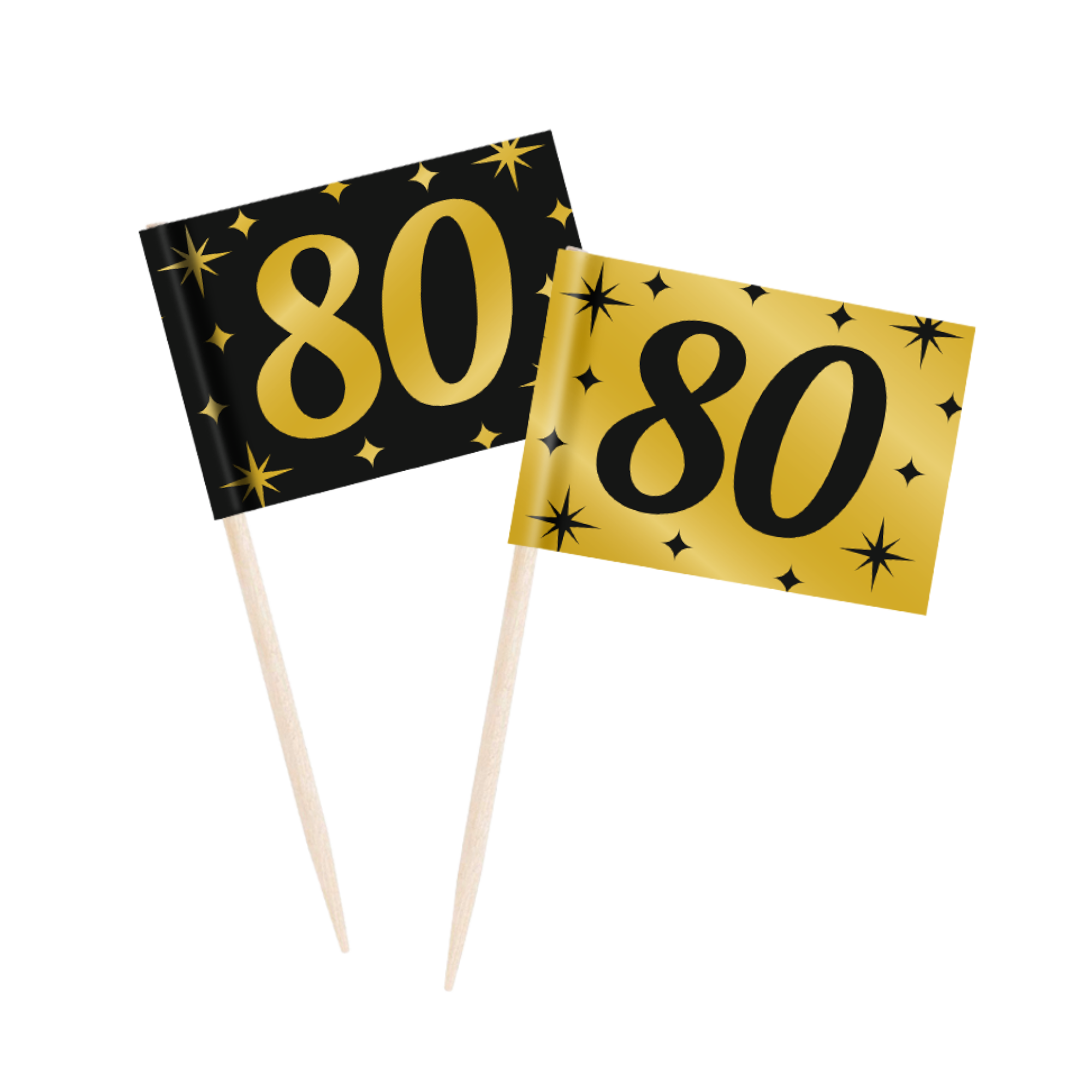 Prikkertjes - 80 jaar - Goud, zwart - 50st.
