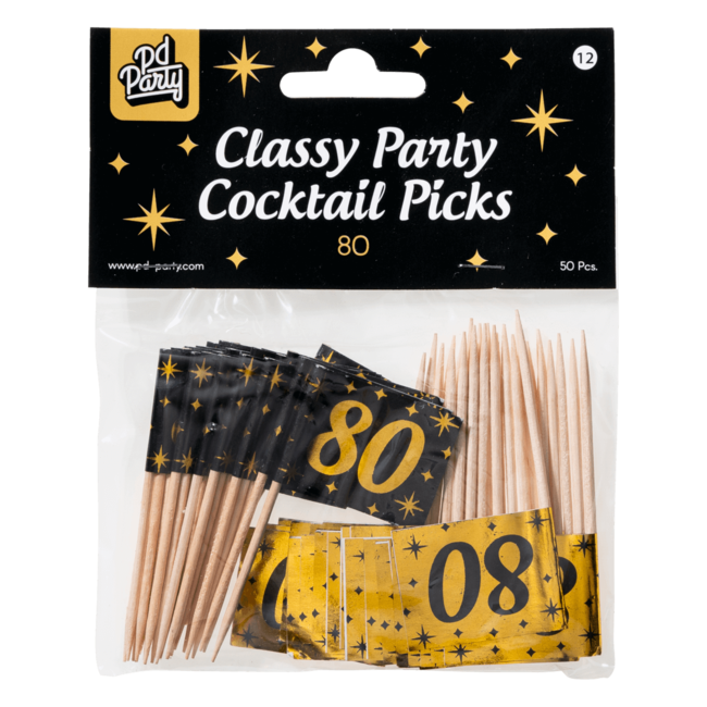 Paperdreams Prikkertjes - 80 jaar - Goud, zwart - 50st.