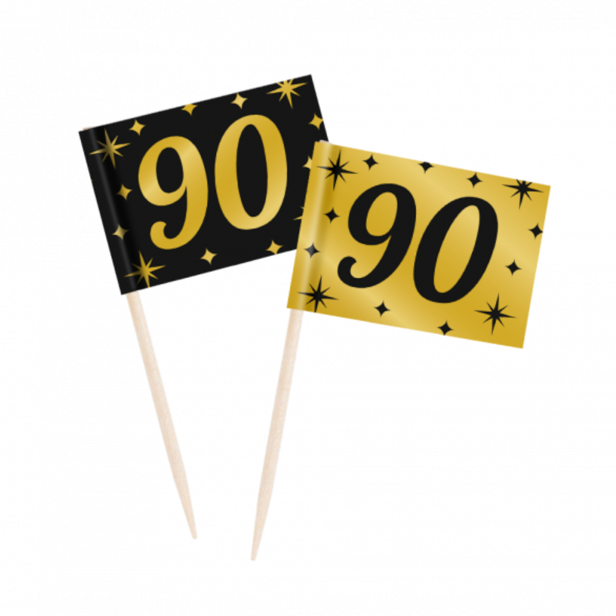 Prikkertjes - 90 jaar - Goud, zwart - 50st.