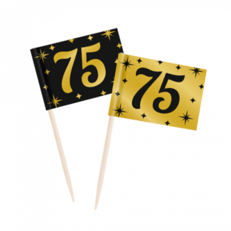 Paperdreams Prikkertjes - 75 jaar - Goud, zwart - 50st.