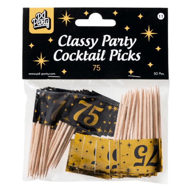 Paperdreams Prikkertjes - 75 jaar - Goud, zwart - 50st.