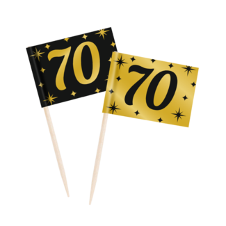 Paper Dreams Prikkertjes - 70 jaar - Goud, zwart - 50st.