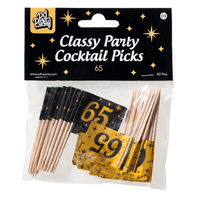 Paperdreams Prikkertjes - 65 jaar - Goud, zwart - 50st.