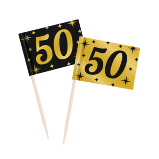 Paper Dreams Prikkertjes - 50 jaar - Goud, zwart - 50st.