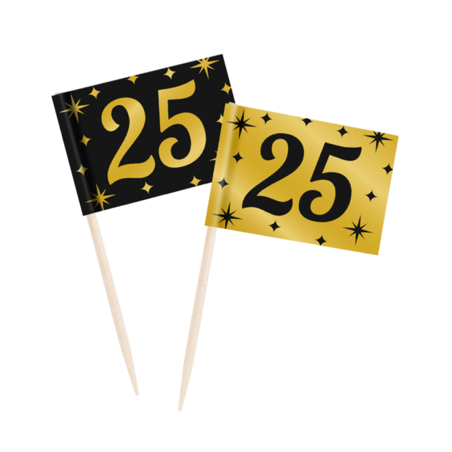 Paperdreams Prikkertjes - 25 jaar - Goud, zwart - 50st.