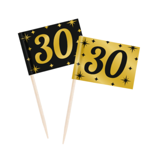 Paperdreams Prikkertjes - 30 jaar - Goud, zwart - 50st.