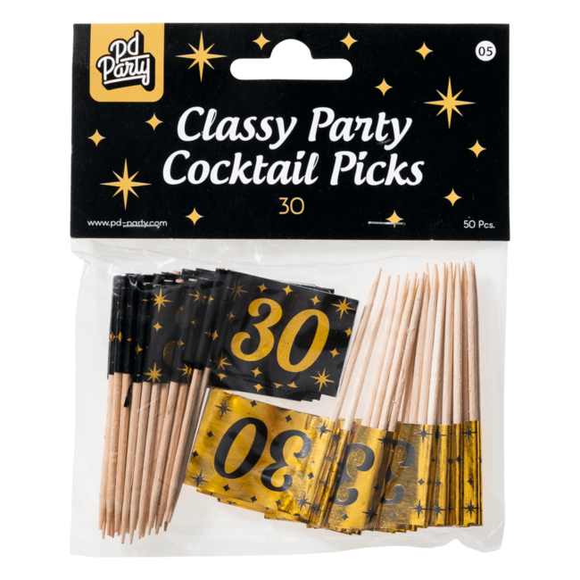 Paperdreams Prikkertjes - 30 jaar - Goud, zwart - 50st.