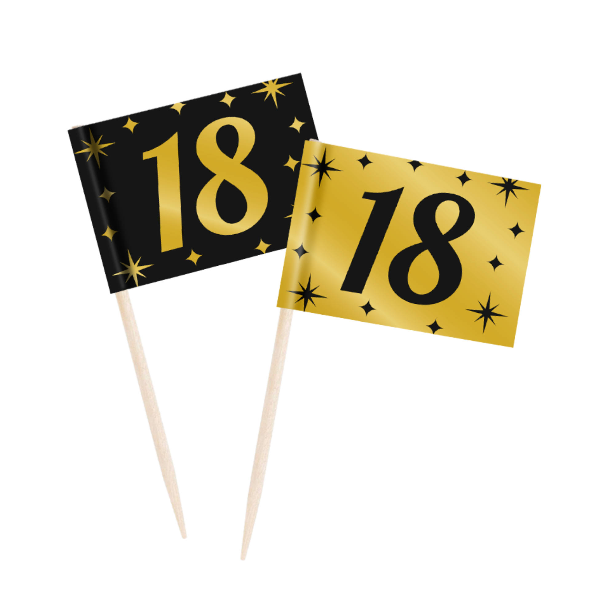 Prikkertjes - 18 jaar - Goud, zwart - 50st.