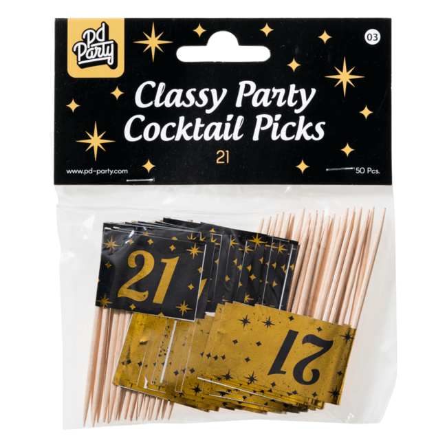 Paperdreams Prikkertjes - 21 jaar - Goud, zwart - 50st.