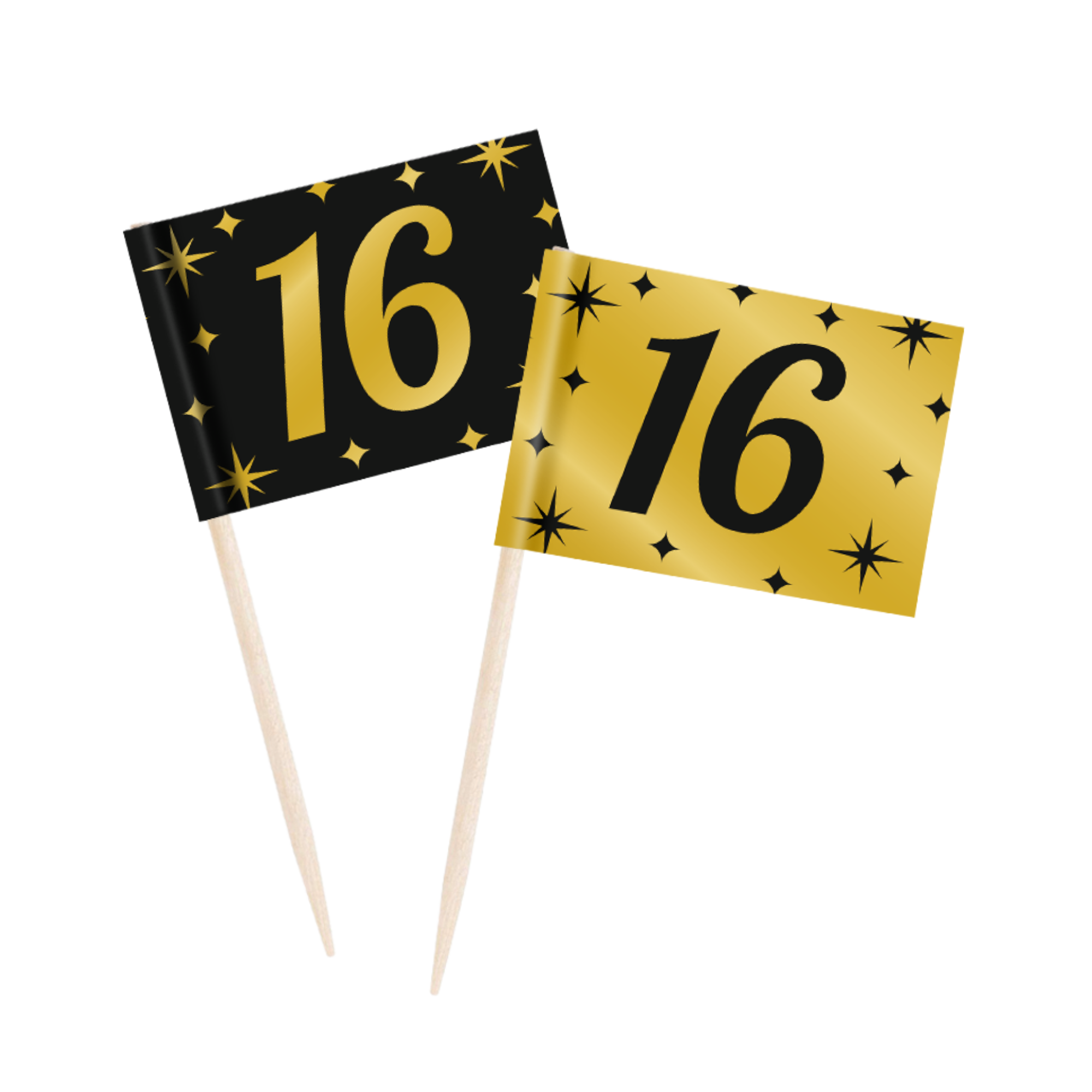 Prikkertjes - 16 jaar - Goud, zwart - 50st.