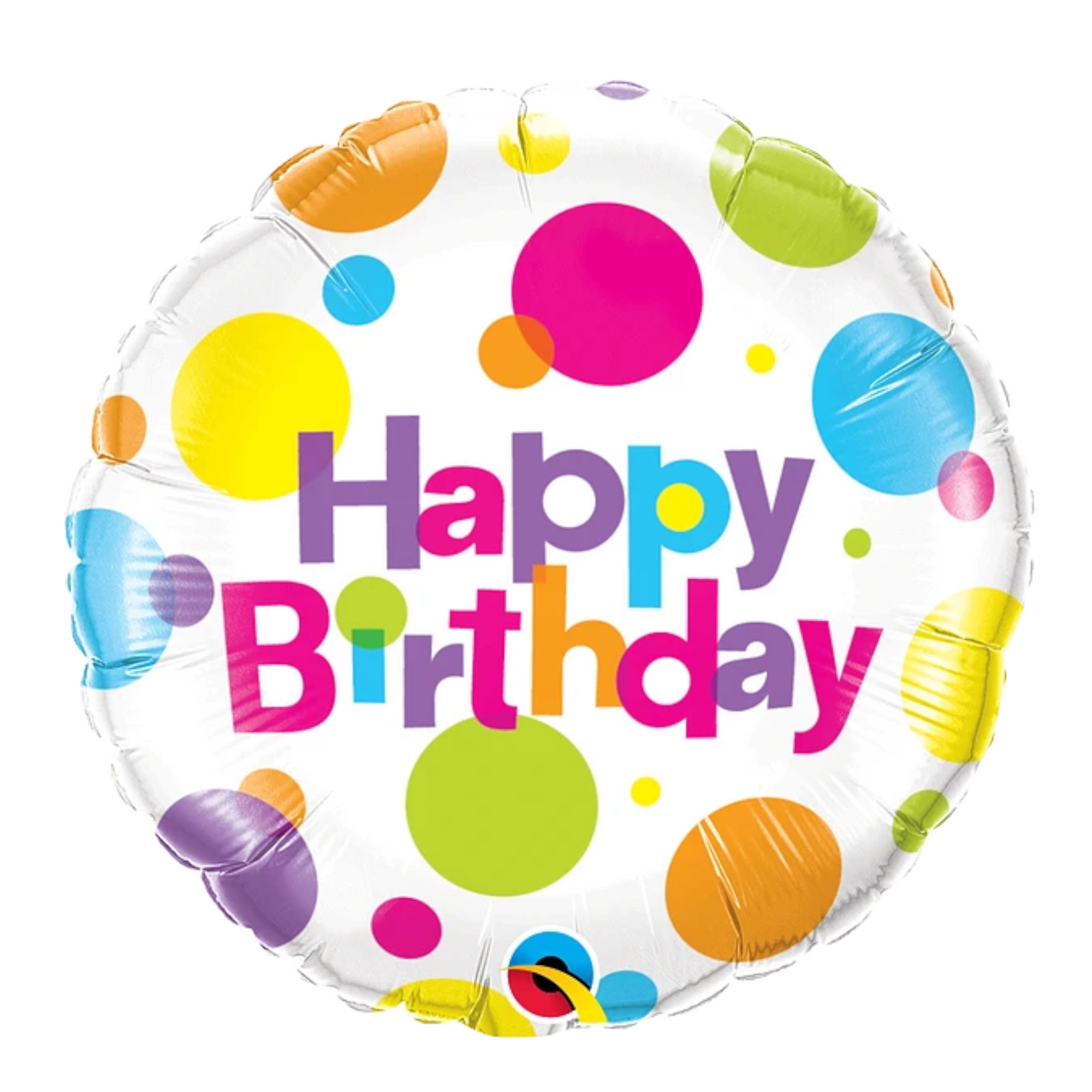 Folieballon - Happy Birthday - Big polka dots - 46cm - Zonder vulling