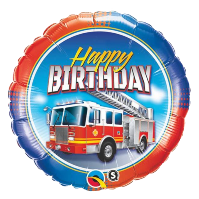 Qualatex Folieballon - Happy Birthday - Brandweer auto - 46cm - Zonder vulling