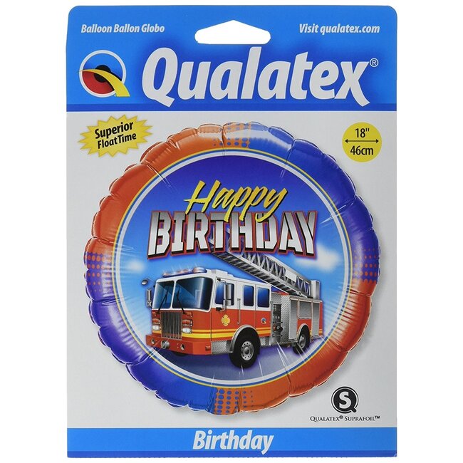 Qualatex Folieballon - Happy Birthday - Brandweer auto - 46cm - Zonder vulling