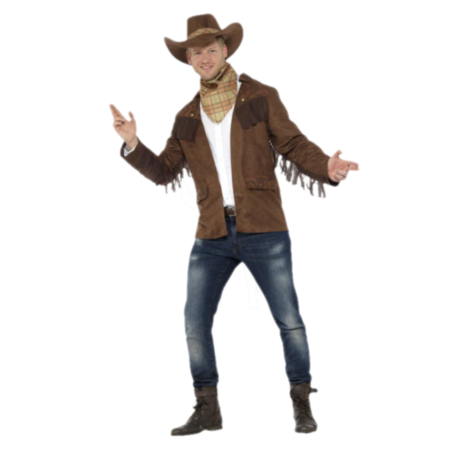Kostuum - Cowboy - Sheriff - Bruin - Jas, hoed & halsdoek - XXL