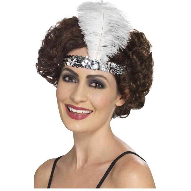 Hoofdband - Charleston - Met veer - Zilver
