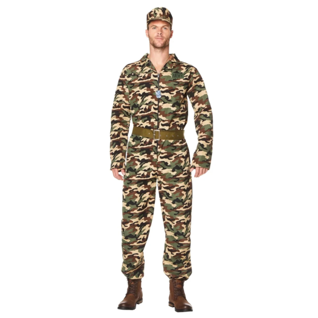 Partychimp Kostuum - Camouflage pak - Leger - M
