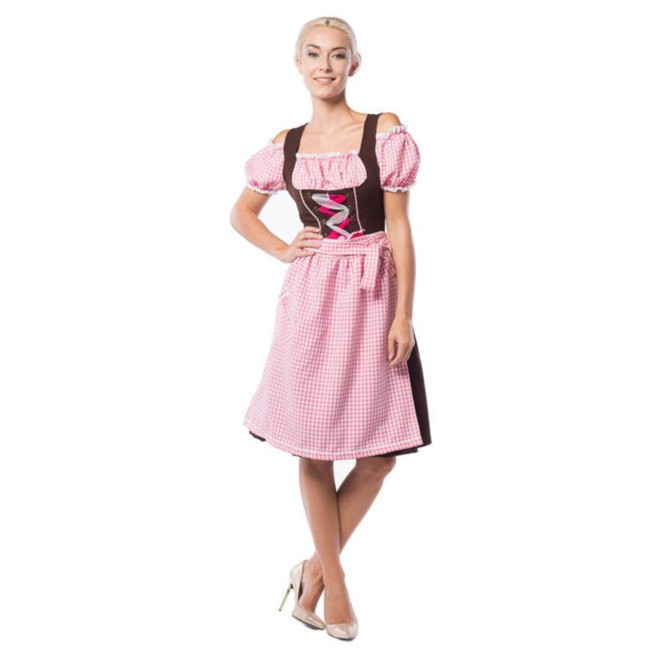 Partychimp Dirndl - Lange jurk - Anne-Ruth - Roze, bruin - M