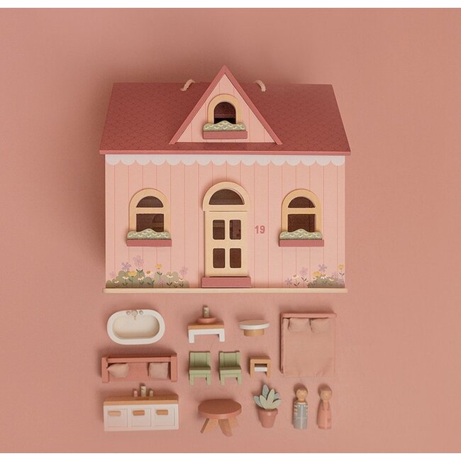 Little Dutch Poppenhuis - Klein - Incl. basisinrichting - 27,5x30x28cm