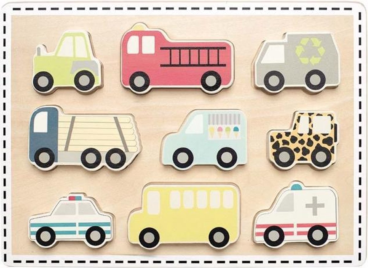 Puzzel - Voertuigen - Hout - 9st.