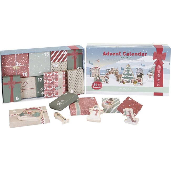 Little Dutch Kerst - Adventkalender - Met 25 cadeautjes met houten speelfiguurtjes