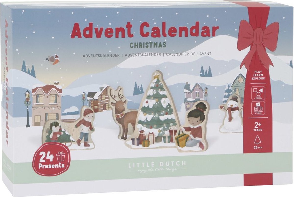 Kerst - Adventkalender - Met 25 cadeautjes met houten speelfiguurtjes