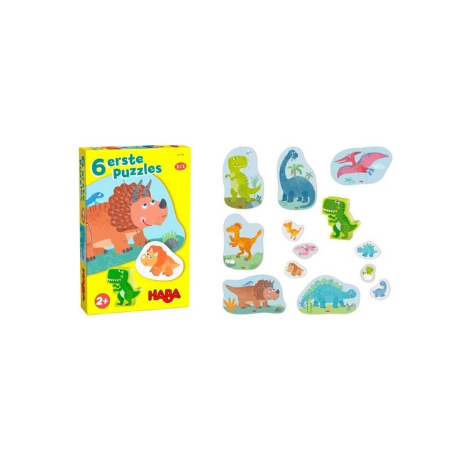 Haba Puzzel - Eerste puzzels - Dino's - 2, 2, 3, 3, 4 & 4st.