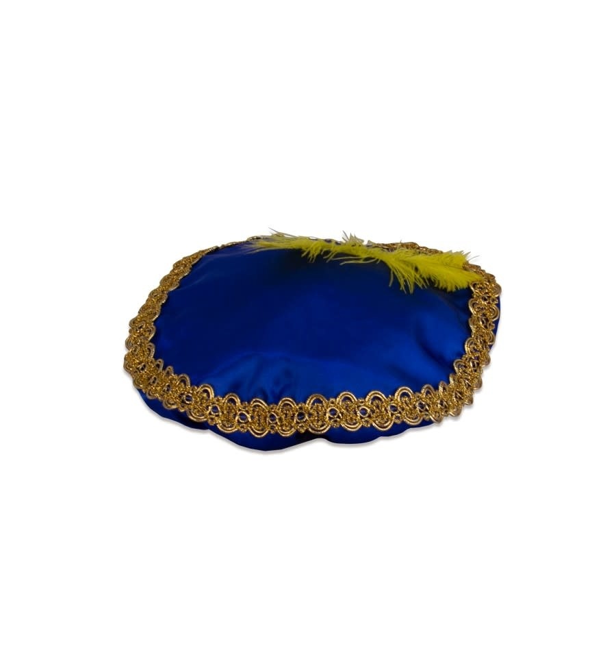 Muts - Baret - Piet - Blauw - Satijn - Met veer - Kind