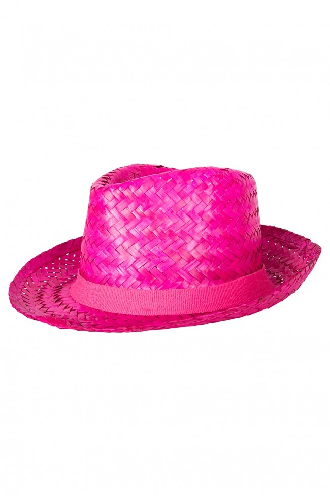 Hoed - Strohoed - Gleufhoed - Knal roze