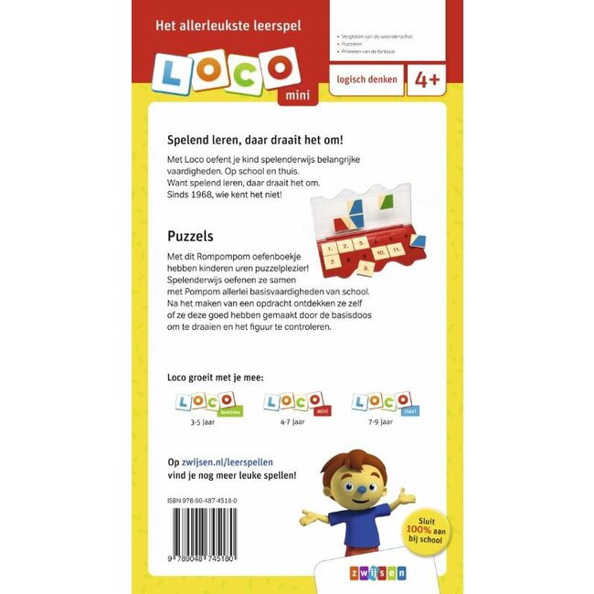 Loco Leerspellen Loco Mini - Boekje - Rompompom - Puzzels - 4-6 jaar