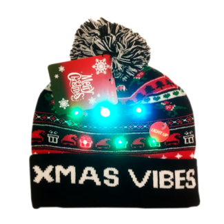 PartyXplosion Kerstmuts - Xmas vibes - Met licht