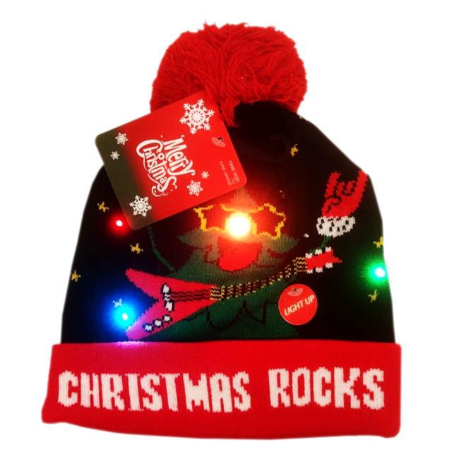 PartyXplosion Kerstmuts - Christmas rocks - Met licht