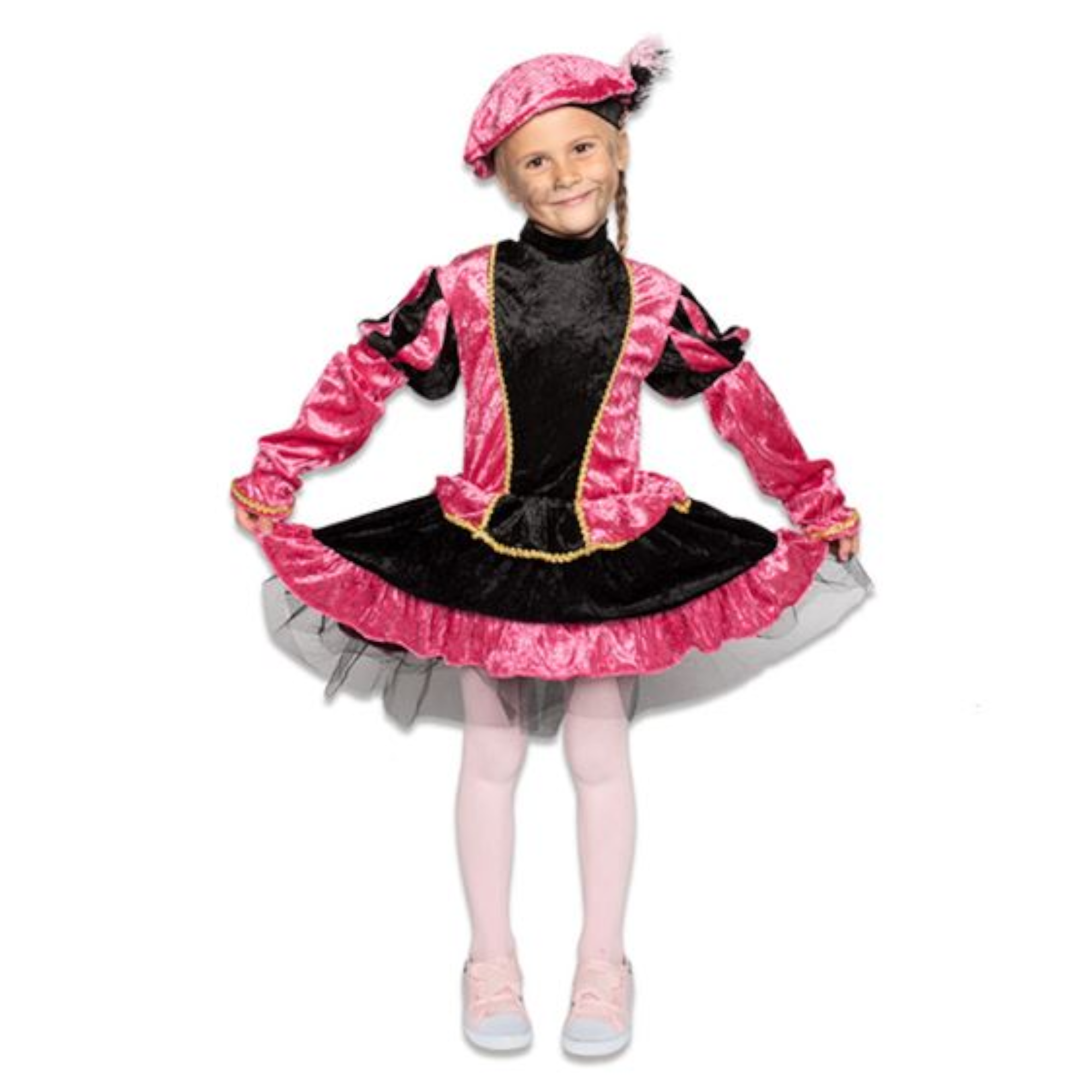 Kostuum - Jurk - Piet - Roze - Met pettycoat - mt.116
