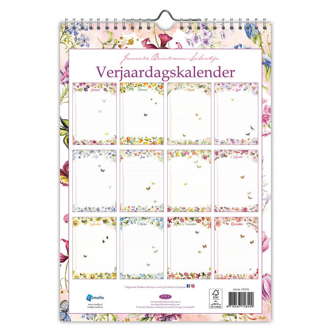 Comello Verjaardagskalender - Janneke Brinkman - Voorjaar - 21x30cm