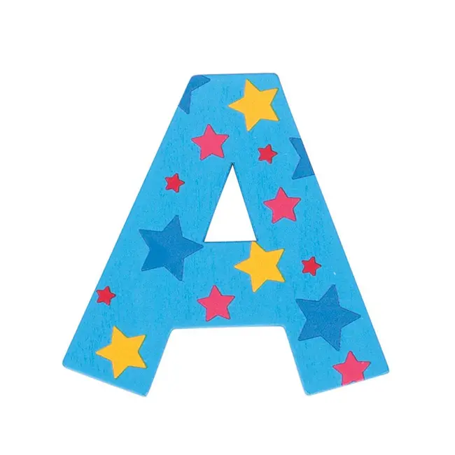 BigJigs Decoratieletter - A - Hout - 7cm - Blauw