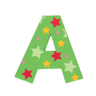 BigJigs Decoratieletter - A - Hout - 7cm - Groen